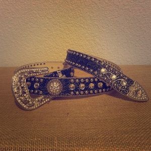 Blazon Roxx genuine leather cowgirl bling belt